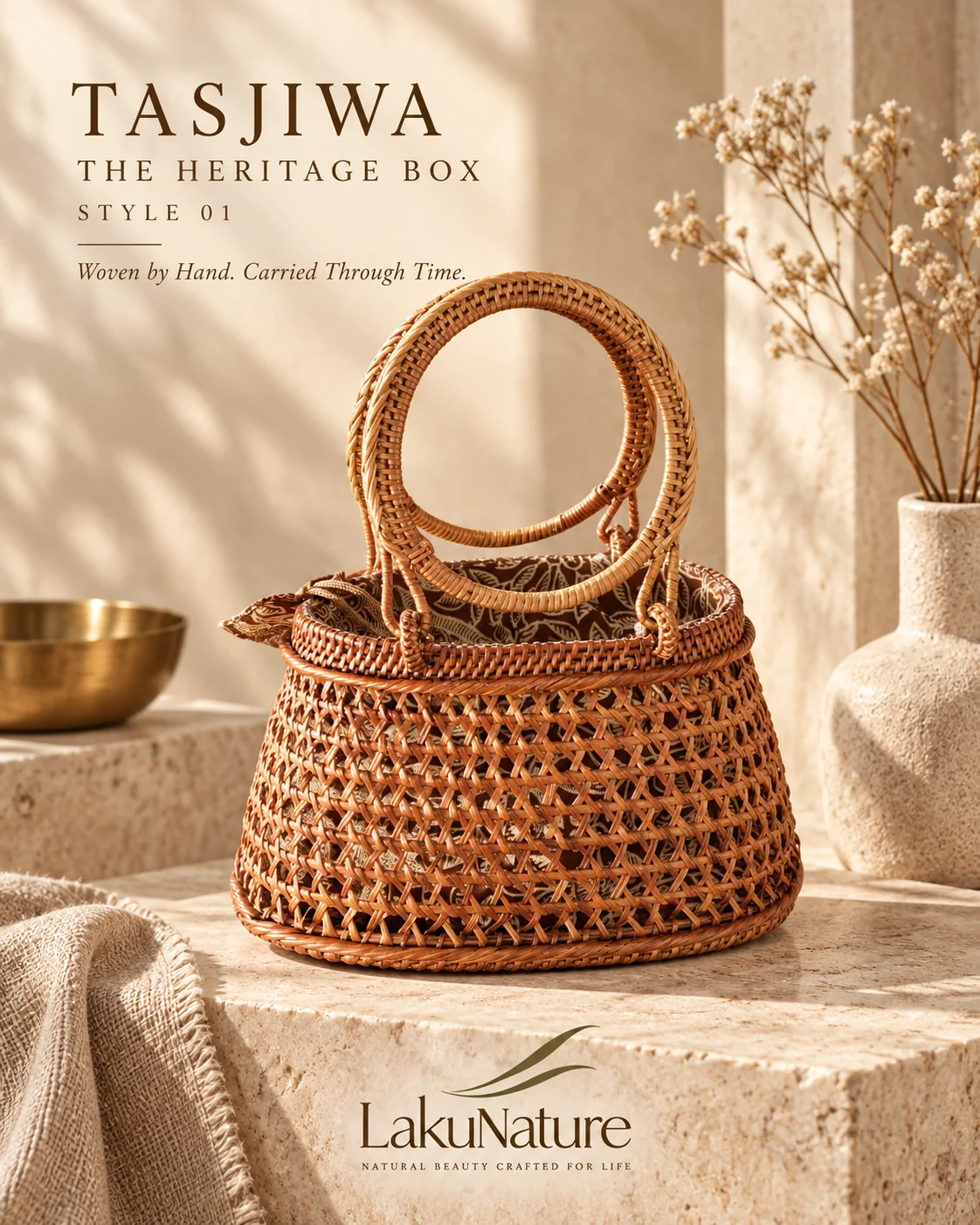 Heritage Basket, tas rotan anyaman tangan LakuNature
