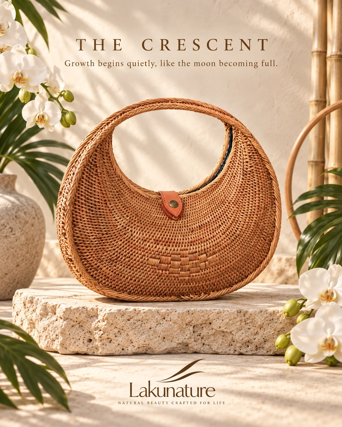 Moon Crescent, tas rotan anyaman tangan LakuNature 2