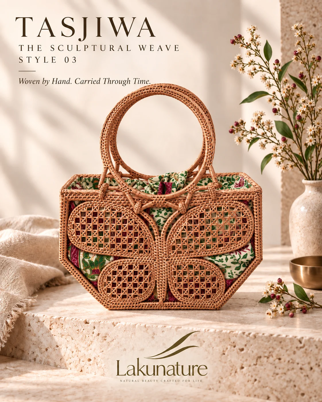 Sculptural Botanical Frame, tas rotan anyaman tangan LakuNature 2