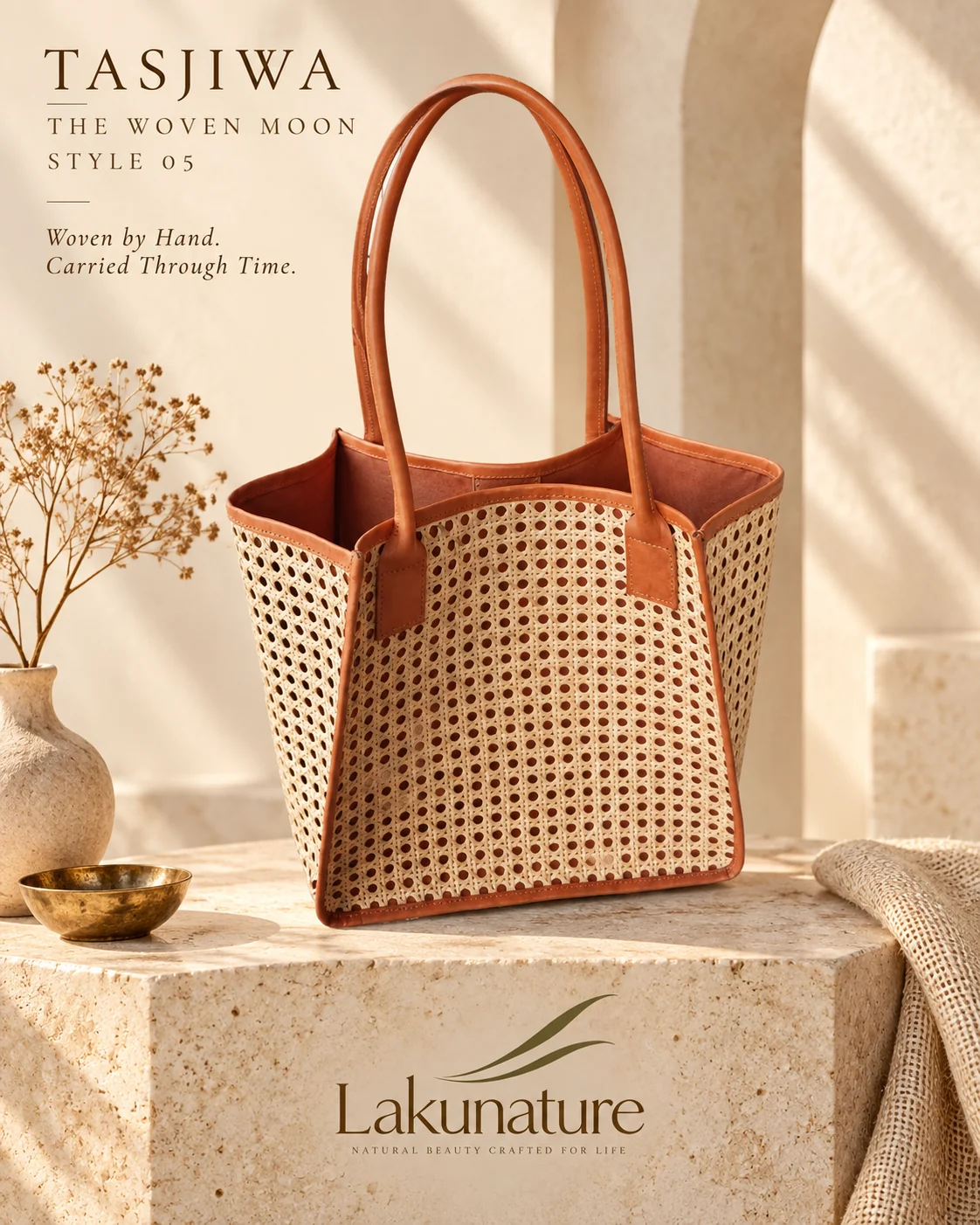 Woven Open Shopper handwoven rattan bag by LakuNature