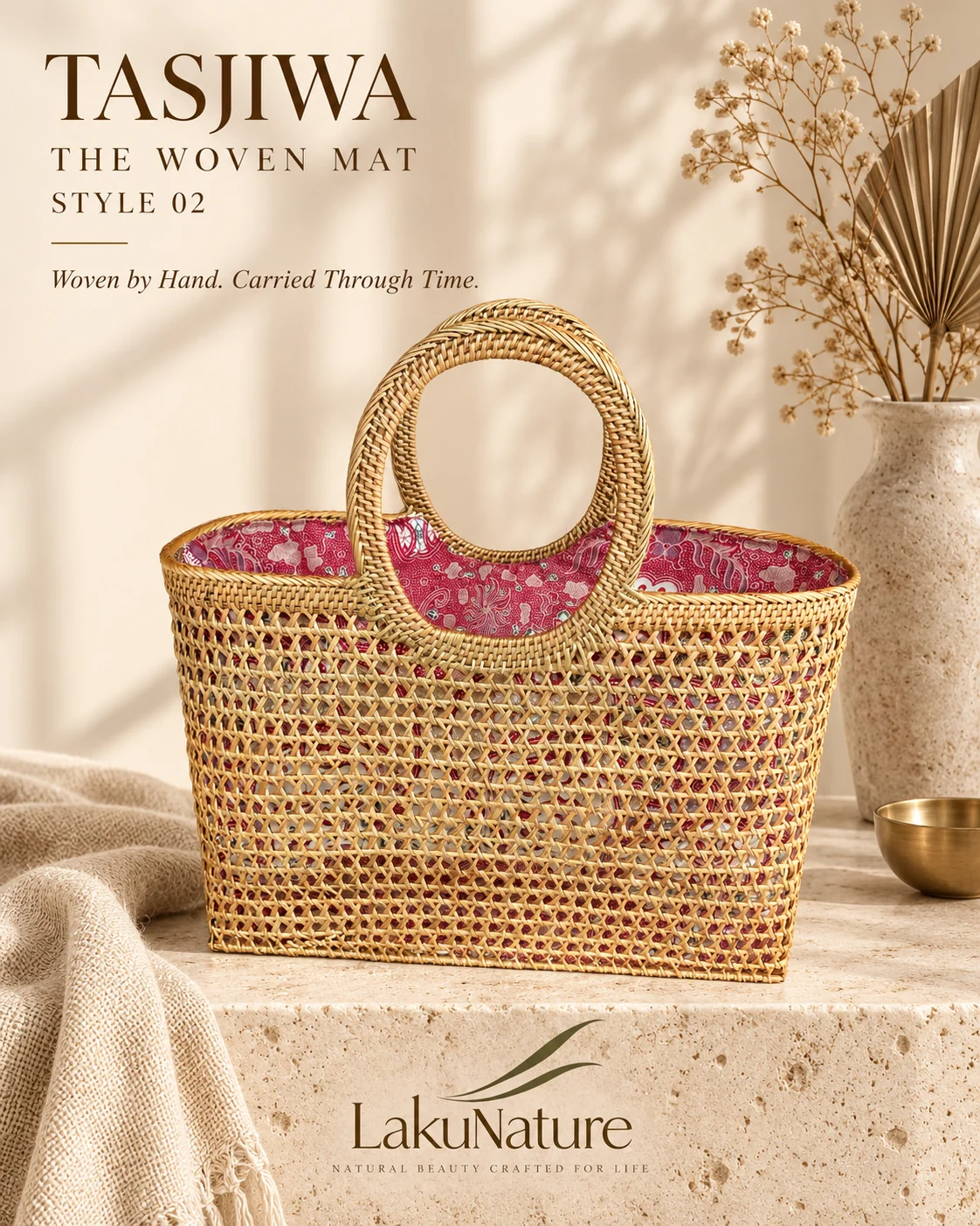 Woven Ring Basket handwoven rattan bag by LakuNature